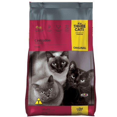 Ração Original Three Cats para Gatos Adultos Castrados